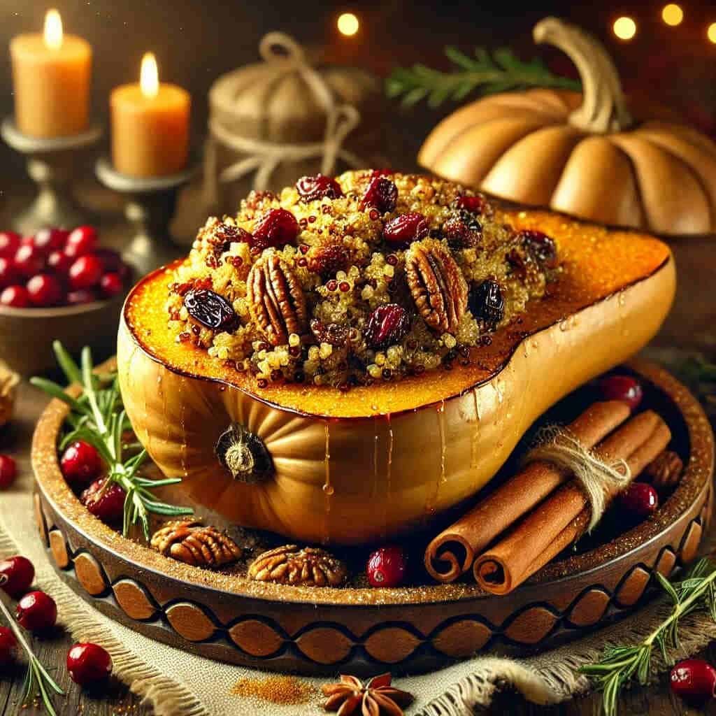 Stuffed Butternut Squash with Quinoa and Cranberries 1 Vegetarian Christmas Main Dishes