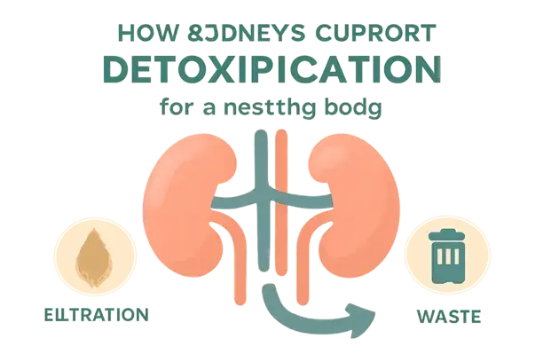 12 Day Detox: Why Your Liver Rolls Its Eyes (and How Science Wins) 2 =Infographic illustrating kidney function and detoxification process in the body.