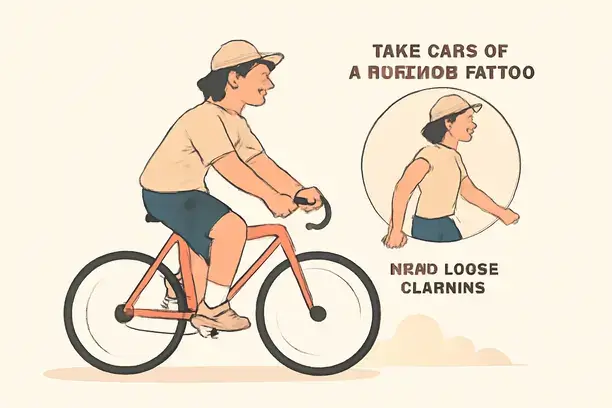 =A person exercising gently while caring for a healing tattoo.