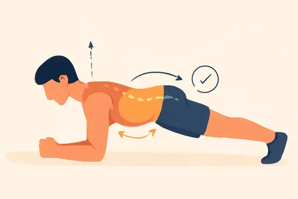 =Graphic illustrating proper spinal alignment and core cues during exercises.
