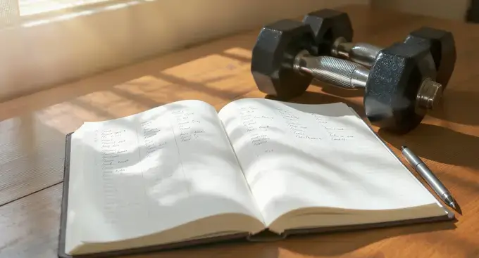 Dumbbell Exercises for Seniors: Because Muscles Don’t Retire—You Do! 2 A workout logbook tracking dumbbell exercises, weight, and reps for progression.
