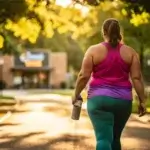 A woman walking in a park represents the active, science-backed fortune feimster weight loss journey.